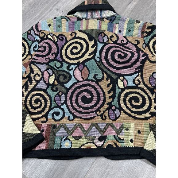 Vtg Its In The Bag Unge-Potch-Ket Sz Small Tapestry Button Jacket Art To Wear - Picture 3 of 9